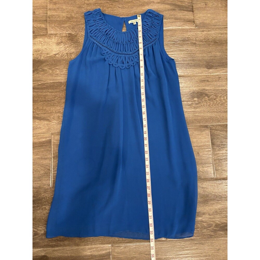 Women’s XS Cobalt Blue Sleeveless Flowy Dress‎ With Embroidery Preppy Nautical - Picture 4 of 8